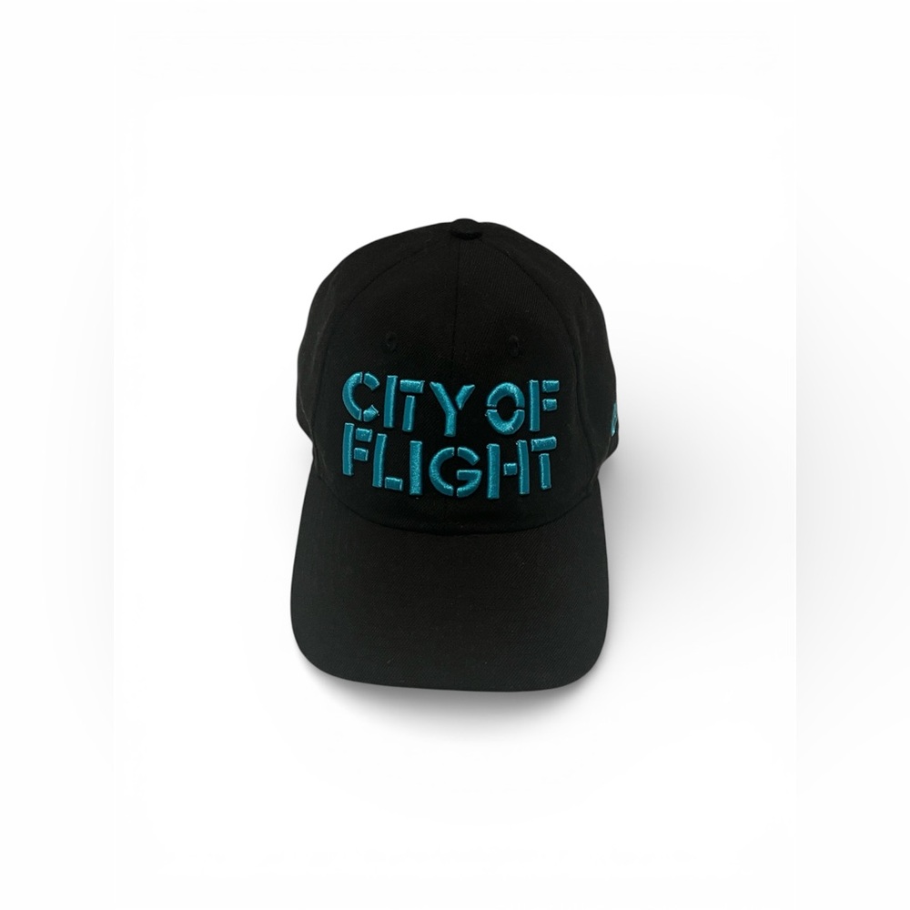 New Era City of Flight Charlotte Hornets Black Cap with Blue Trim OSFM